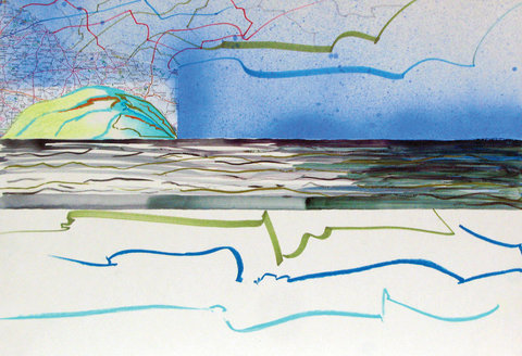 Insula, colaj, tehnica mixta, 34x50, 2013